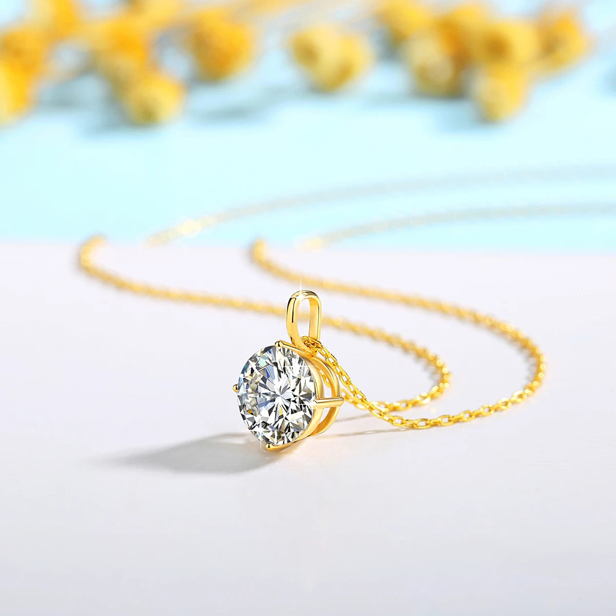 Gioiellieri Fine Jewelry Supplier Woman Wedding New Year Gift 1ct 2ct 3ct Moissanite Hard Hollow 14K Gold Classic 4 Prong Pendant