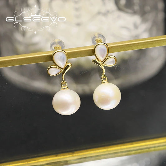 Natural Freshwater Pearl 925 Sterling Silver Earrings High Quality  Butterfly Jewelry Pearl Accessories