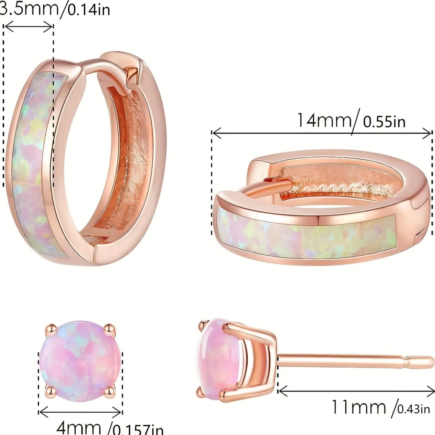 Women's Trendy Silver Plated Copper Alloy Geometric Opal Earrings Set Bulk Gifts