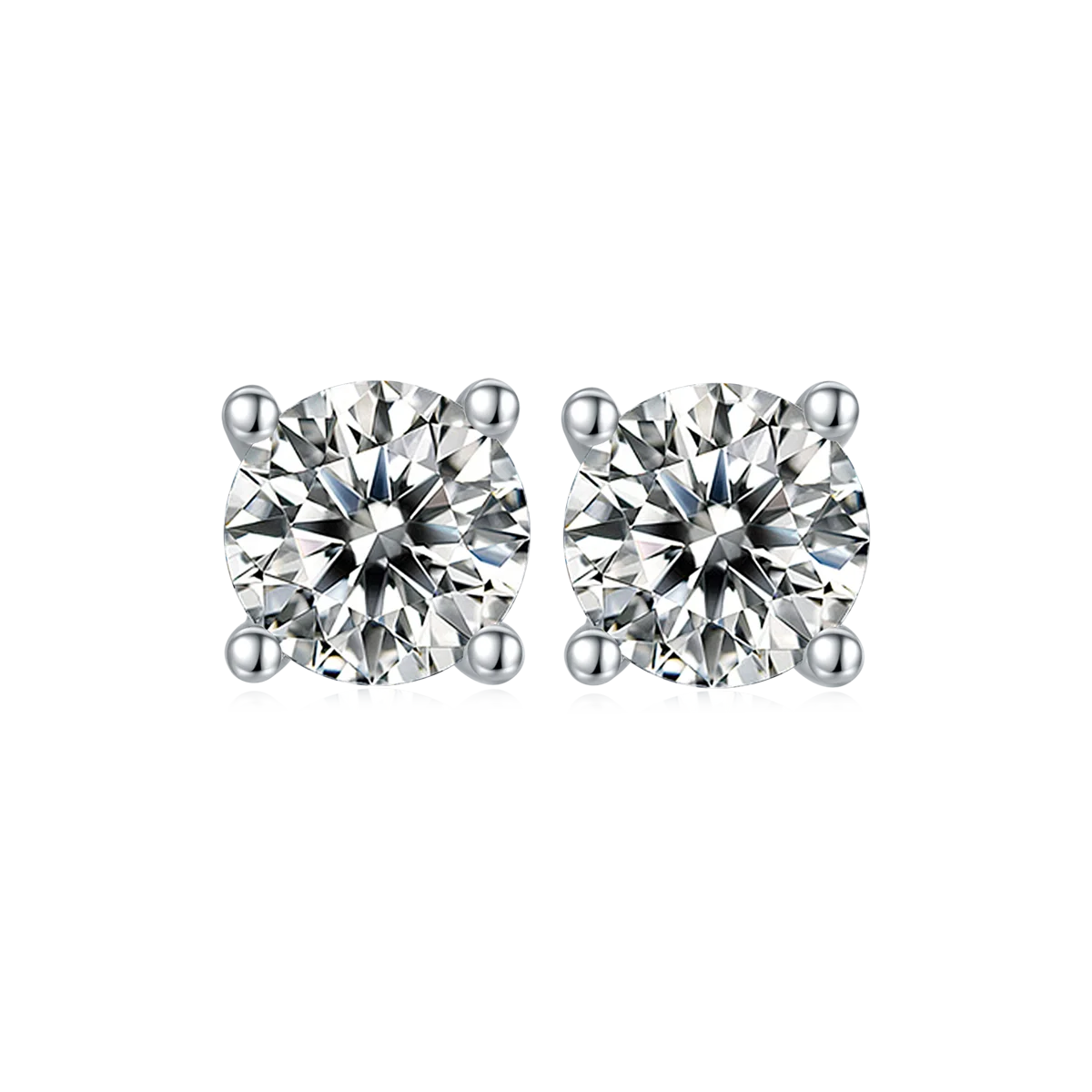 925 Sterling Silver Stud Earrings Round Moissanite Diamond Pendant Necklace Jewelry Set