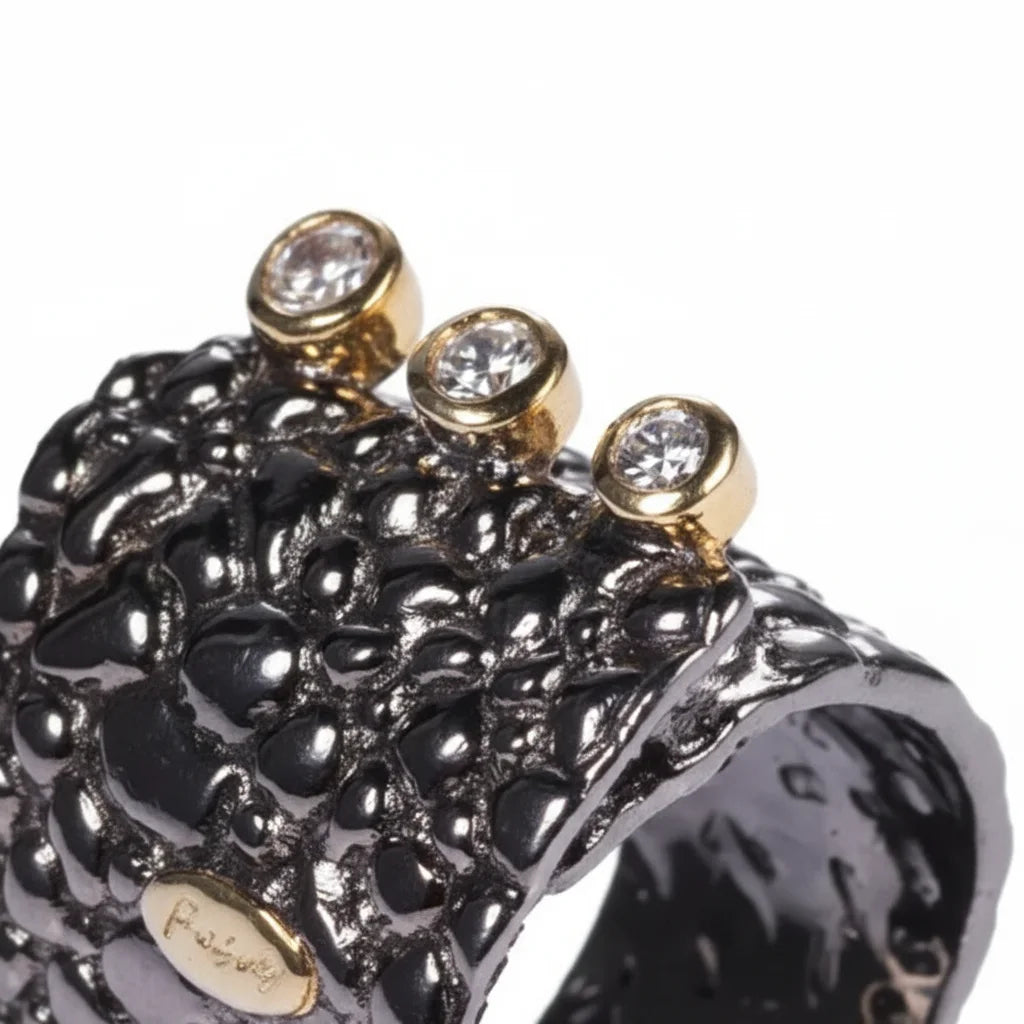 Fancy Black Ring 925 Sterling Silver Ring Jewelry for Party