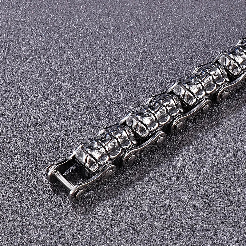 KALEN Skeleton Punk Stainless Steel Fashion Bracelets Bangles Skull Links Bracelet for Men