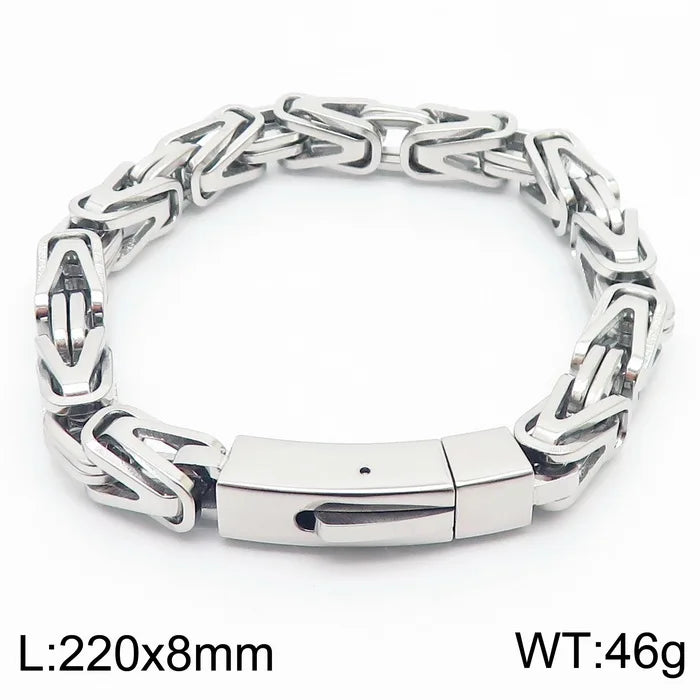 VIKING Byzantine Links Bracelet – 316L Stainless Steel Unisex 8mm Silver Gold Black Blue Rainbow