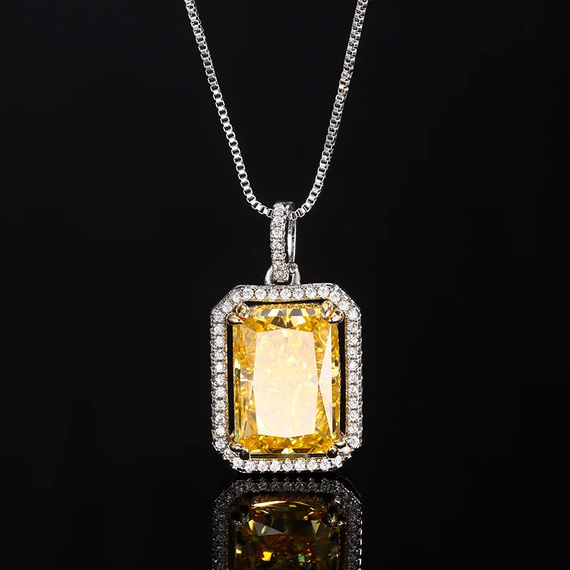 Gemfiori Small Square Sugar Necklace Sunset Sugar Light Luxury Elegant Premium Ice Sugar Jewelry Set