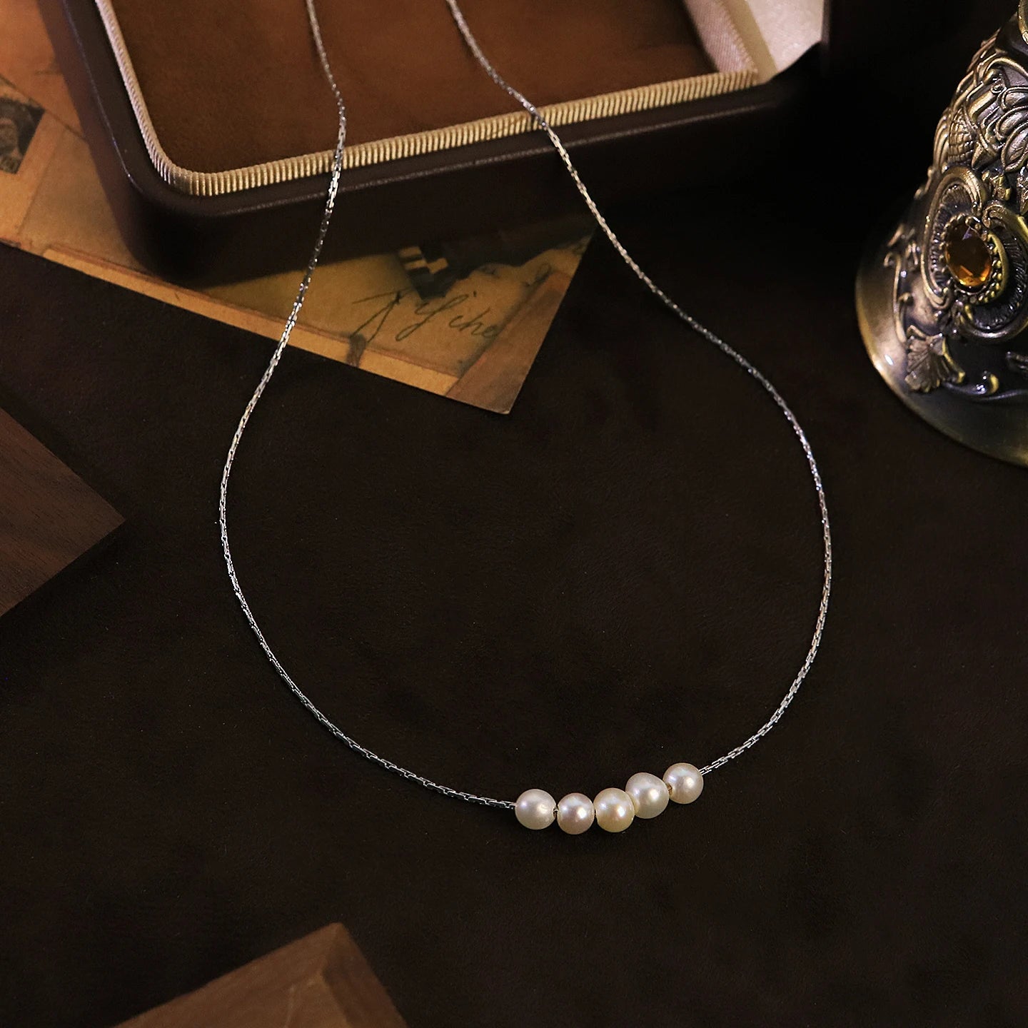 Natural Freshwater Pearl Chain Necklace for Women Daily Office Wedding Dainty Bridal Necklace Korean Style Minimalist Jewelry