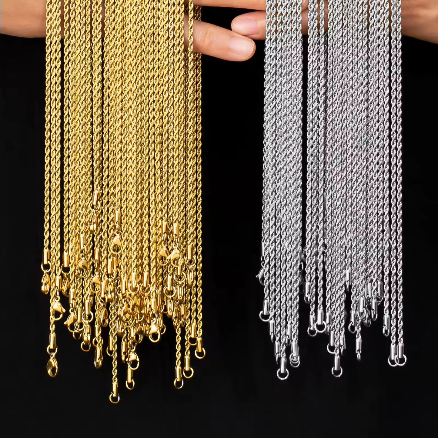 Wholesale Men Women Miami Cuban Real Gold Filled Necklace Rope Figaro Snake Fashion Jewelry Stainless Steel Cuban Link Chain