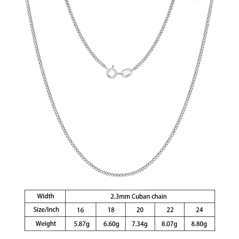 S&S 925 Sterling Silver Diamond Cut Cuban Chain Necklace | 10 Widths × 5 Lengths
