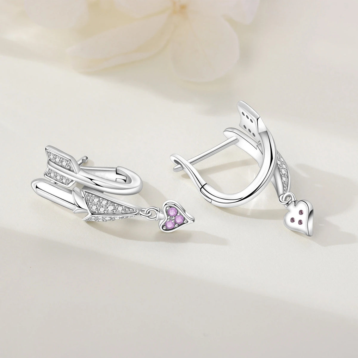 S&S Silver Plated Zircon Heart Drop Earrings | 9 Colours