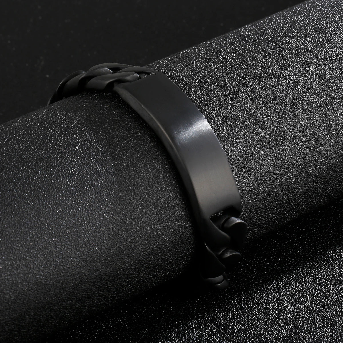 VIKING Wide Link Chain Bracelet – 316L Stainless Steel Men's Silver Bangle