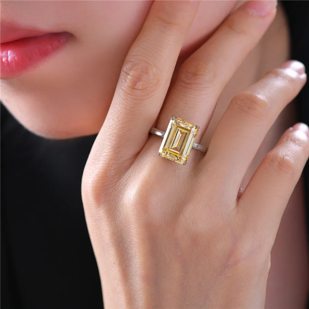 MUSHAN Jewelry Factory Simple and Elegant Rectangular 10*14 Luxurious High Carbon Diamond 7 Carat Ring Factory Direct Supply
