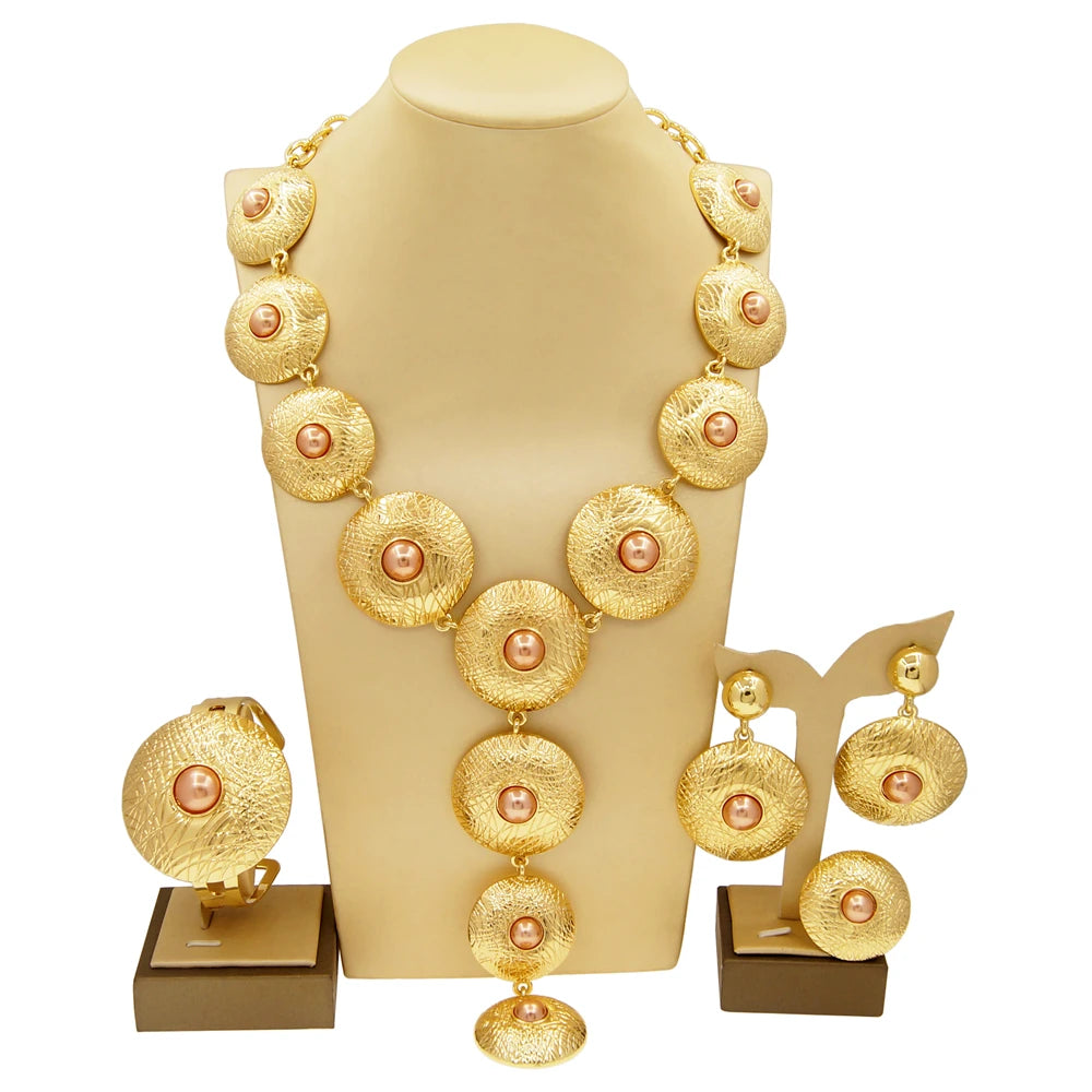 Zhuerrui Italian Gold Plated Jewelry Sets High Quality Brazilian Gold Jewelry Set Necklace Bracelet Chain Jewelry Set H00507