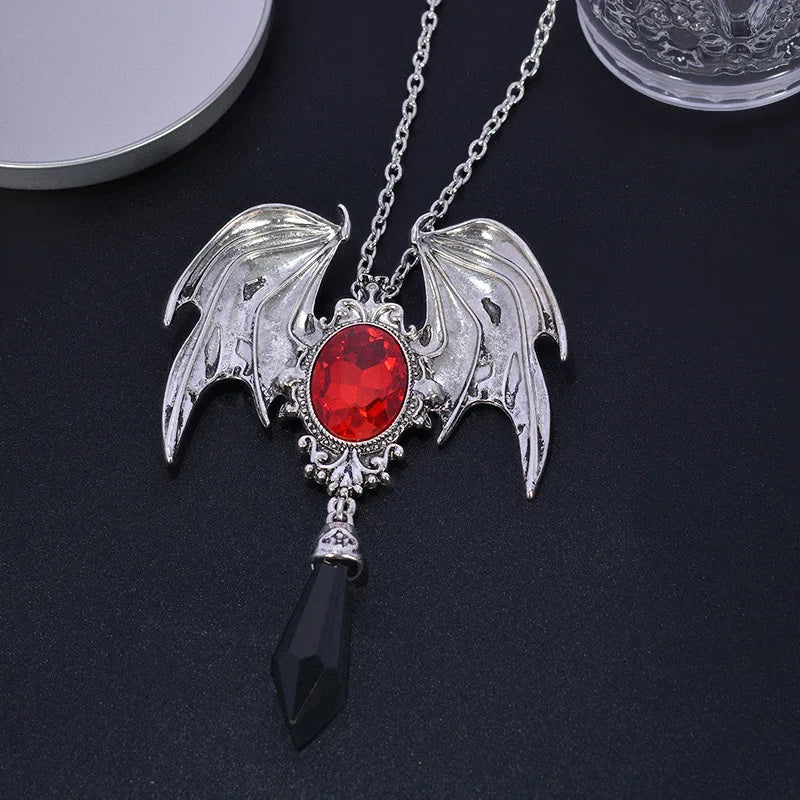 S&S Gothic Bat Wing Gem Pendant Necklace – Collection