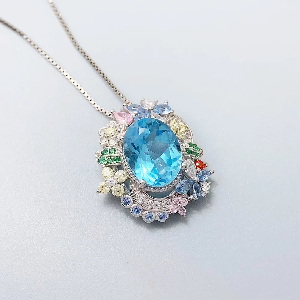 Gioiellieri New 925 Silver Gold Plated Pear Cut Natural Topaz Luxury Fashion Gemstone Jewelry Sets High Quality for Women Parties Engagement