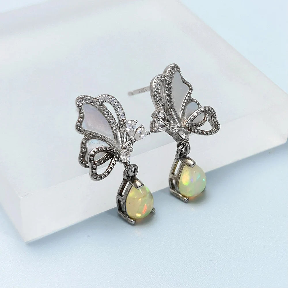 Gioiellieri Sterling Silver 925 Jewelry Natural Opal Stud Earrings for Women Fine Jewelry Fashion Accessories Wedding Gift Gemstones