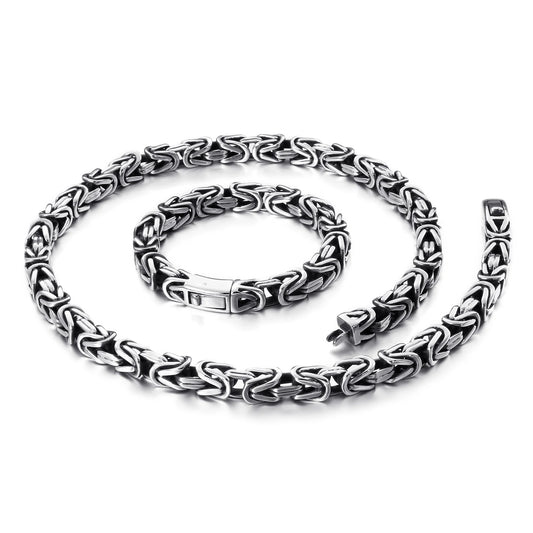 KALEN Fashion Multi-layer Bracelet and Necklace Stainless Sets Men