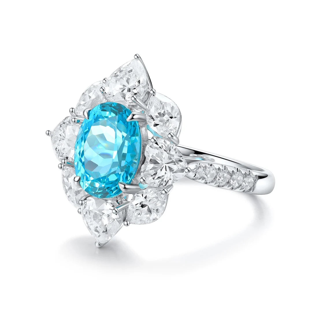 Gemfiori Jewelry Trendy High Quality S925 Silver Cultivated Paraiba Ring Unisex Engagement Ring for Wedding Party or Gift