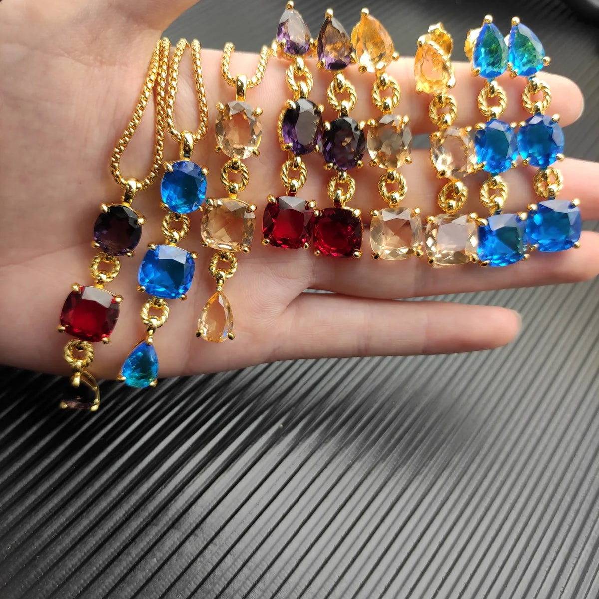 FASHIONISTA DY High-Quality Silver-Plated Colored Diamond Earrings. Gold-Plated Colored Gemstone Earrings. Jewelry.