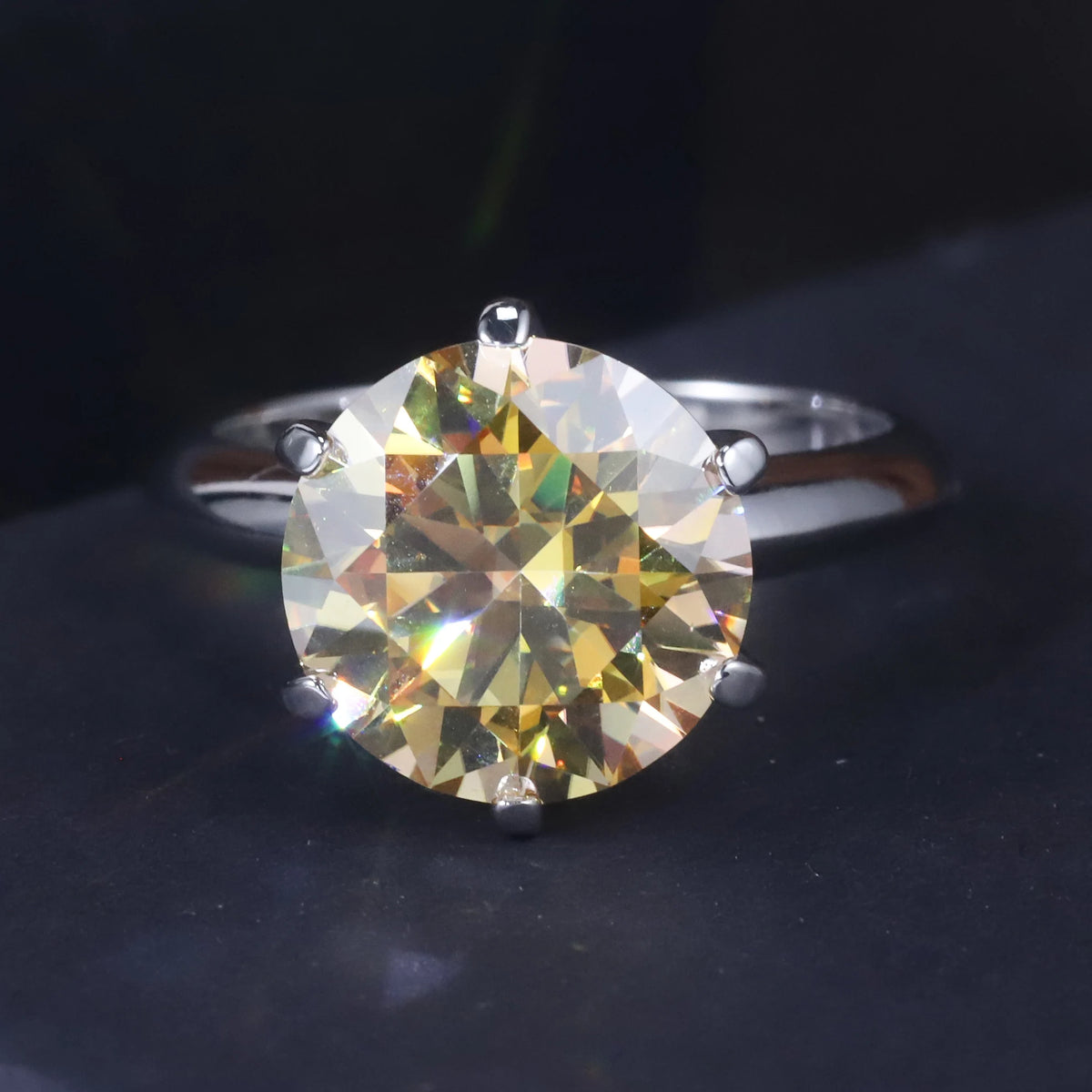 REDheart M03J Abiding Real 925 Sterling Silver 11MM Big Gemstone DEF VVS 5 Carat Colored Moissanite Women's Ring