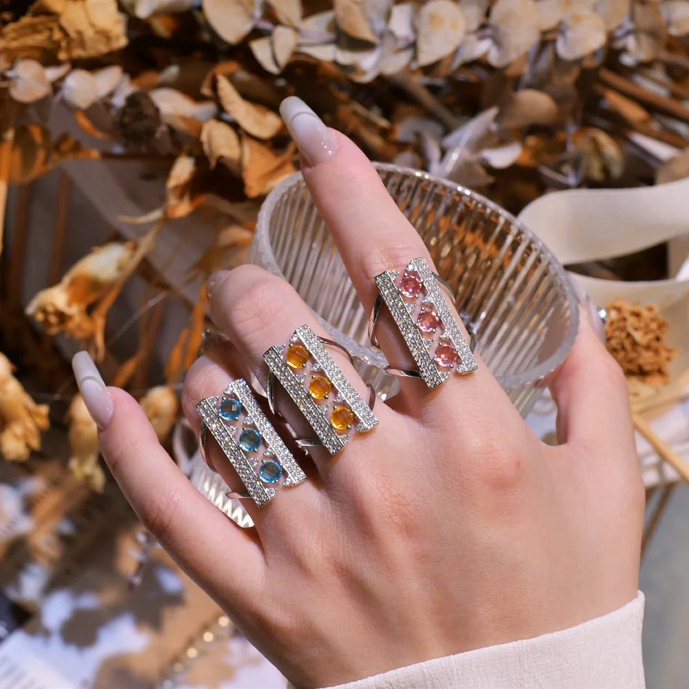 MuShan Jewelry Factory Original New Product Arch Bridge Ring with Female Personality Design 925 Silver Inlaid Zircon Ring