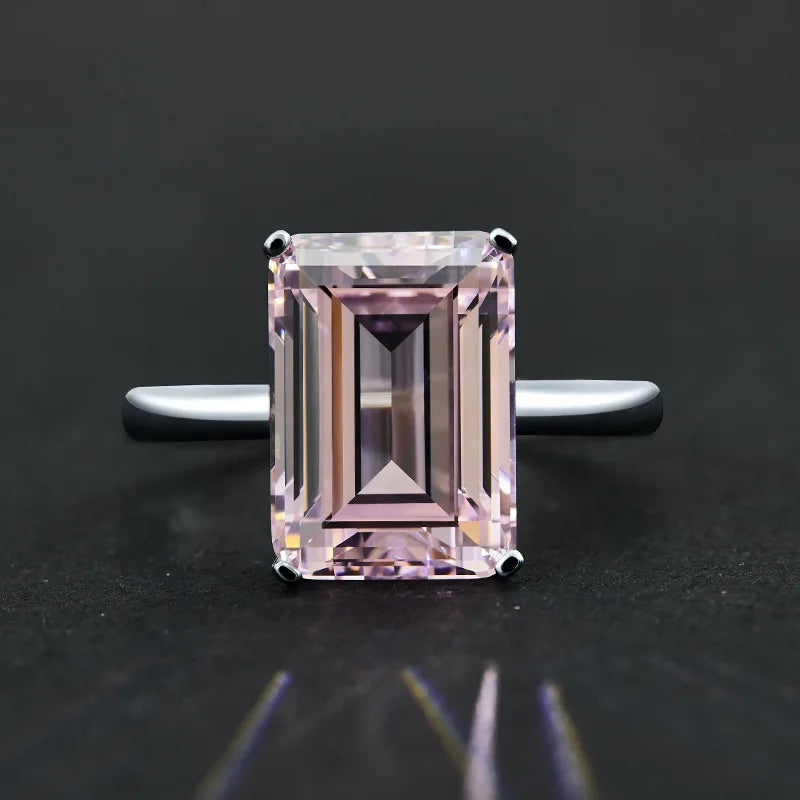 MUSHAN Jewelry Factory Simple and Elegant Rectangular 10*14 Luxurious High Carbon Diamond 7 Carat Ring Factory Direct Supply
