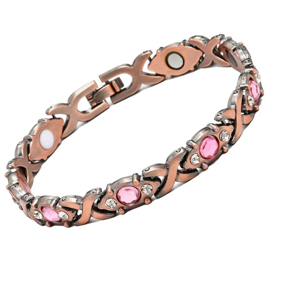 Euro-American Cross-border Hot-selling Magnetic Bracelet Stylish Luxury Lucky Clover Design Kevlar Natural Stone Single-Row