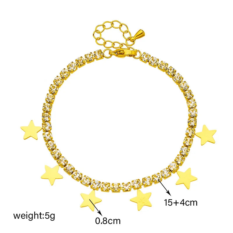 Gold Crystal Rhinestone Heart Necklace & Bracelet Jewellery Set | Sparkling Luxury Set