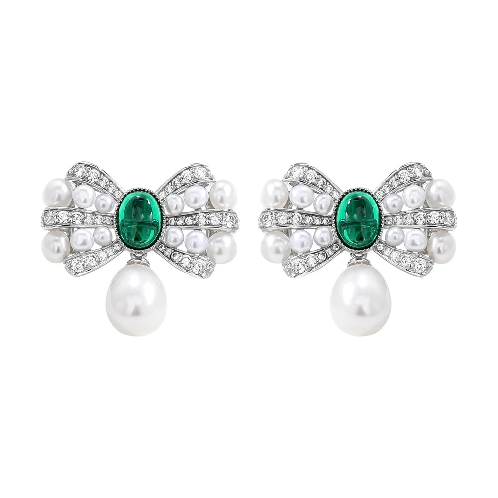 MUSHAN Jewelry Factory S925 Natural Pearl Stud Earrings Light Luxury and High End Bow Ear Accessory Cross Border Bestseller