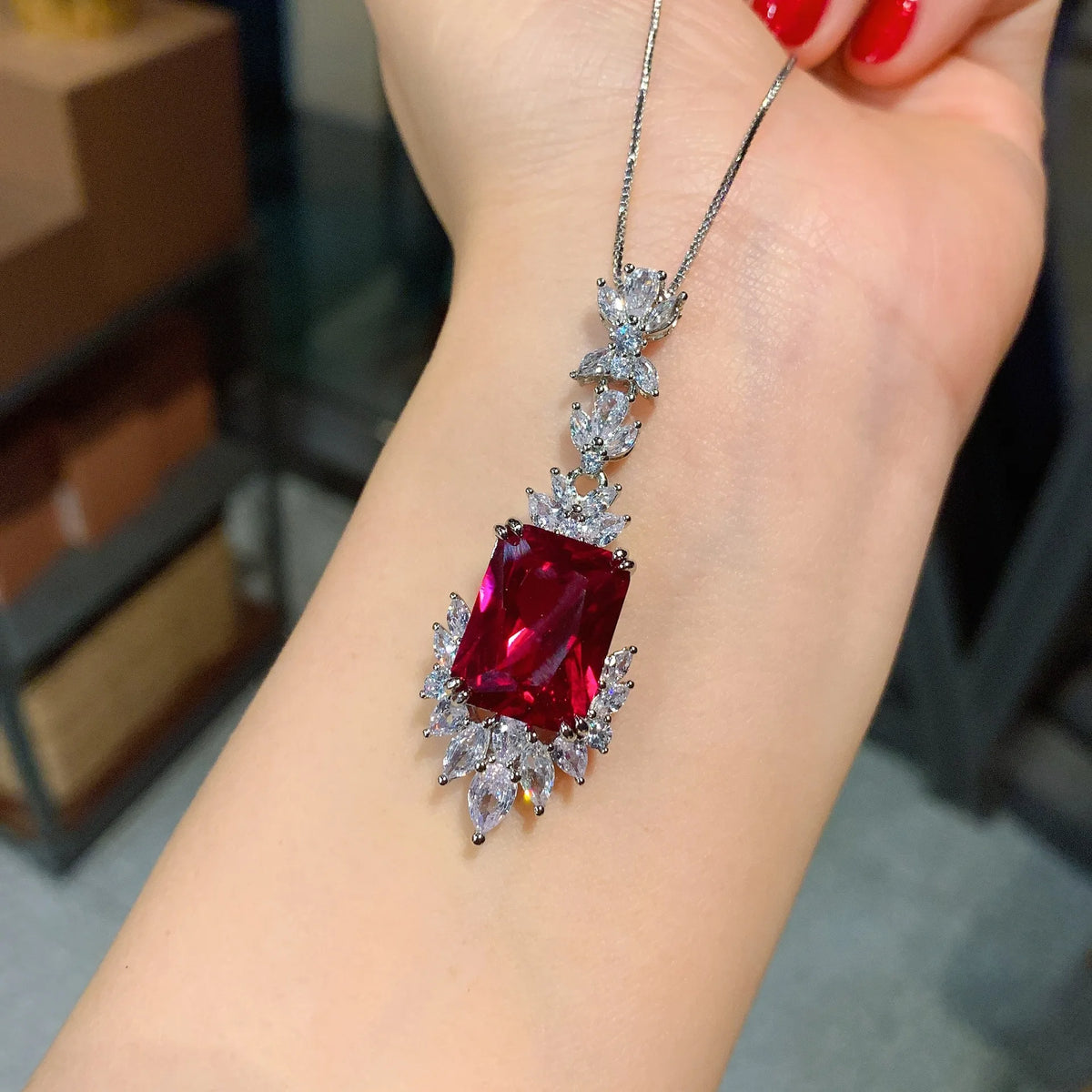 Gemfiori New Arrival Flower Creative Design Pendant Necklace Ring Drop Earrings Women Girls Luxury Wedding Party Statements Jewelry Sets