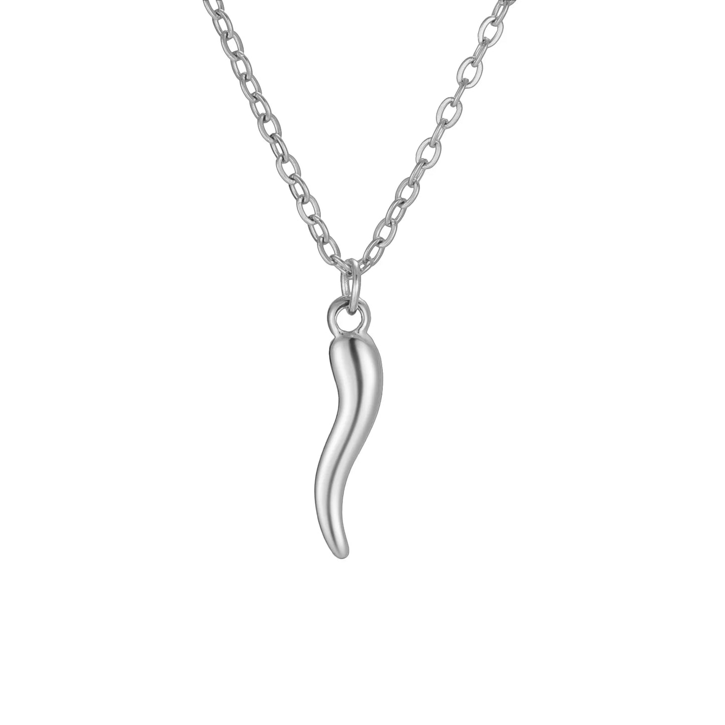 Blue Bamboo Necklace Stainless Steel Gold Plated Trendy Unisex Sporty Good Luck Jewelry Gift