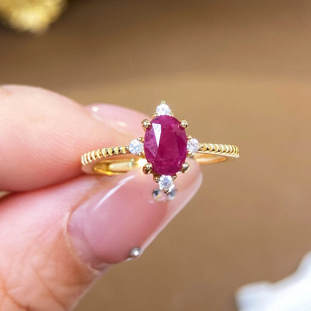 Gioiellieri Natural Ruby Fine Jewelry Ring 925 Sterling Silver Fashion Jewelry Rings for Ladies Low Cost Daily Casual Ornament