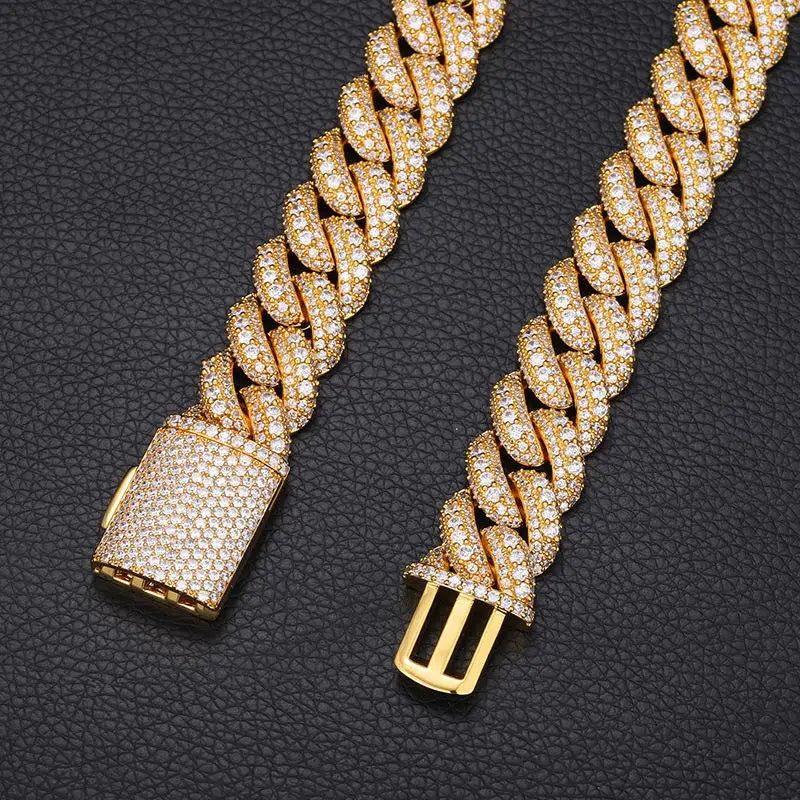 REBEL Joker Tide 5mm-18mm Bubble Cuban Chain Necklace for Men Personalized Hip-Hop Street Style Zircon Jewelry Sets Street Fashion