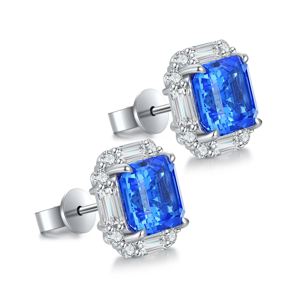 Gemfiori Anster High Quality S925 Lab Grown Cobalt Spinel Earring Stud Dainty Gemstone Stud Earrings for Women Daily Wear Gift