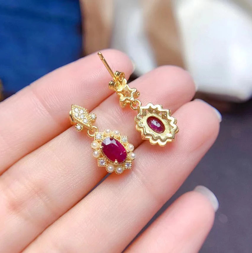 S&S Natural Ruby Jewellery – 925 Sterling Silver – Gold Plated – Ring, Pendant, Earrings & Set – Collection