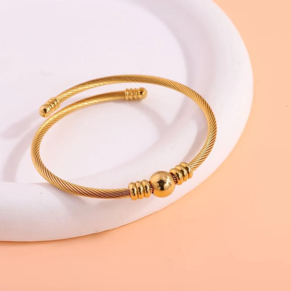 REBEL Stainless Inoxydable Stainless Steel 18K Gold Plated Roman Women Fashion Jewelry Bracelets Bangles