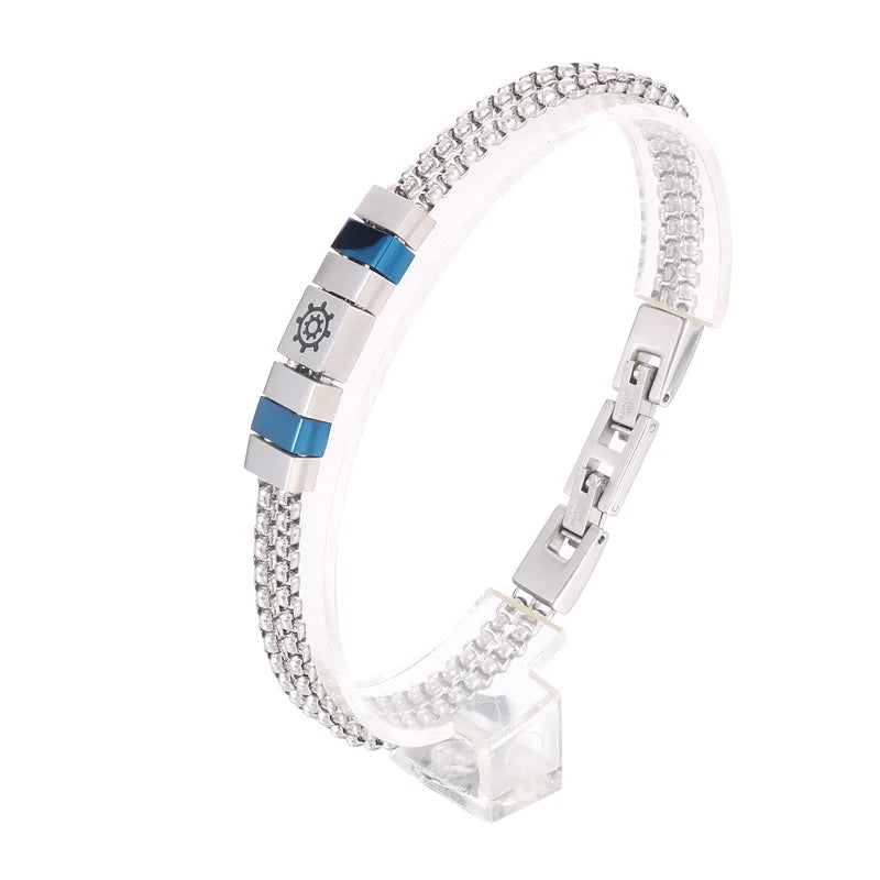 KALEN Unisex Casual Stainless Steel Box Chain Bracelets With Minimalist Square/Round Charms