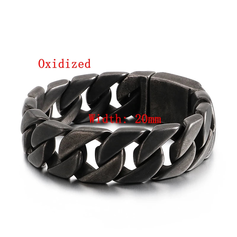 KALEN 20mm Miami Bracciali Peruviani Stainless Steel Cuban Hiphop Chain Link Bracelet