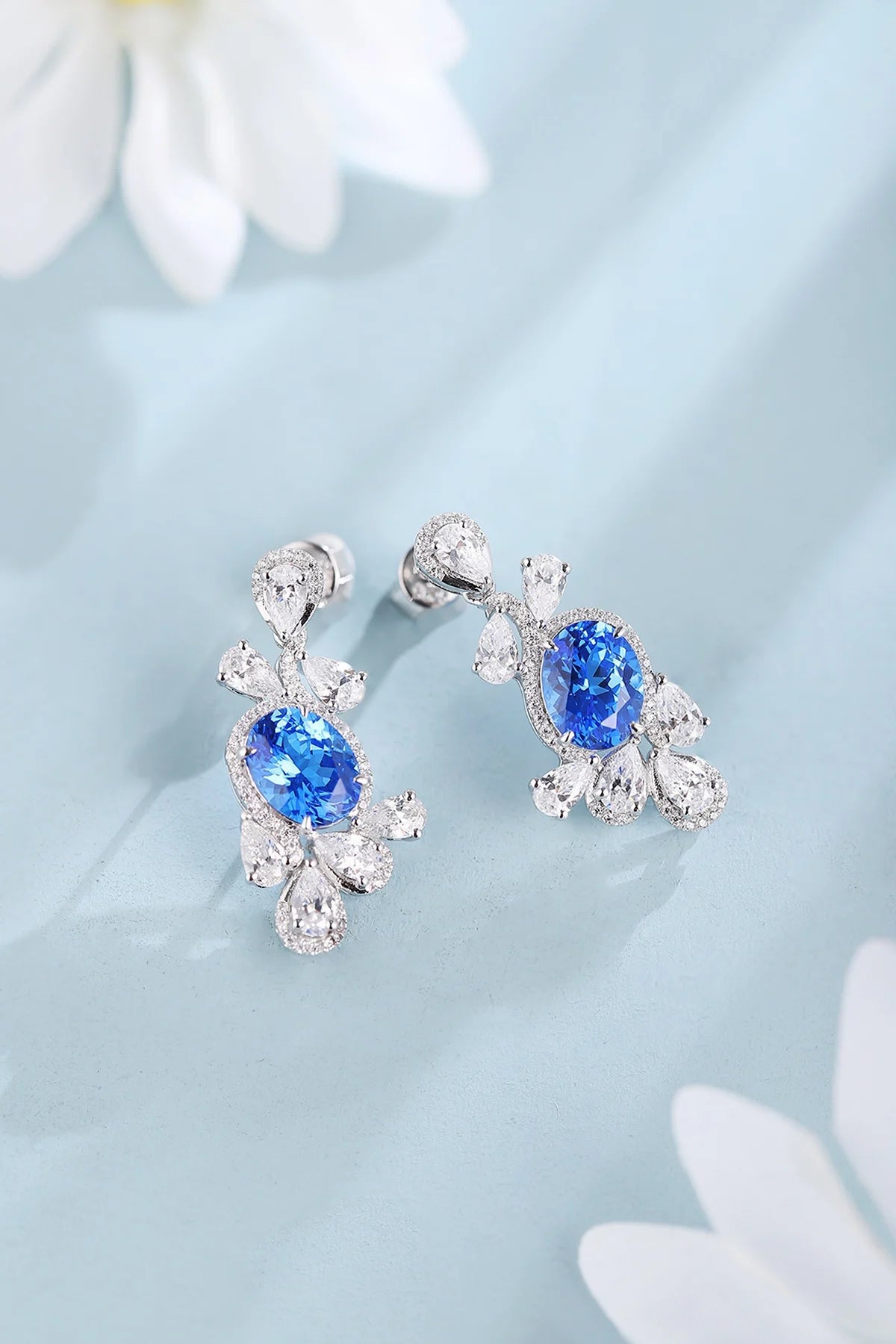 Gemfiori Anster High Quality S925 Lab Grown Cobalt Spinel Earring Stud Dainty Gemstone Stud Earrings for Women Daily Wear Gift