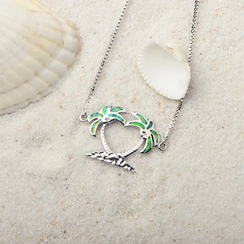 Handmade Platinum Coconut Tree Opal Anklet Gold Silver Plated Luxury Everyday Wear Jewelry for Women Wholesale