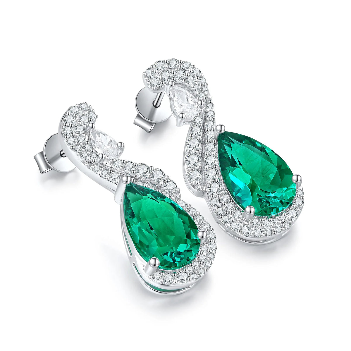 Gemfiori Custom Women's Perabia fusion Pear Earrings 925 Sterling Silver Customized Symmetrical Design Earrings for Jewelry