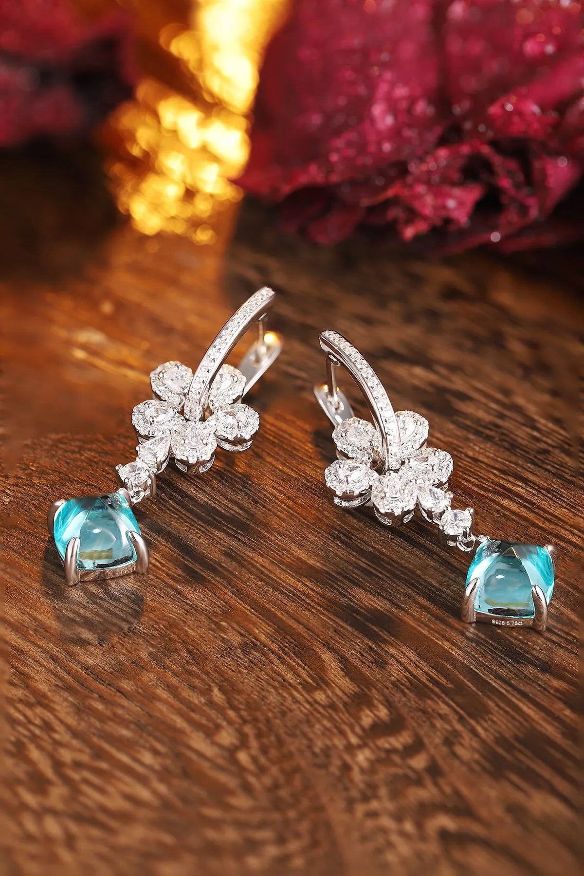 Gemfiori Anster High Quality S925 Lab Grown Paraiba Earring Stud Dainty Gemstone Stud Earrings for Women Daily Wear Gift