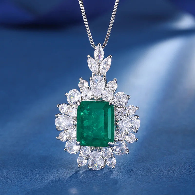 Gemfiori Light Luxury High-end Super Sparkling Zircon Pendant Earrings Ring Set Niche Temperament Simple Flower Jewelry