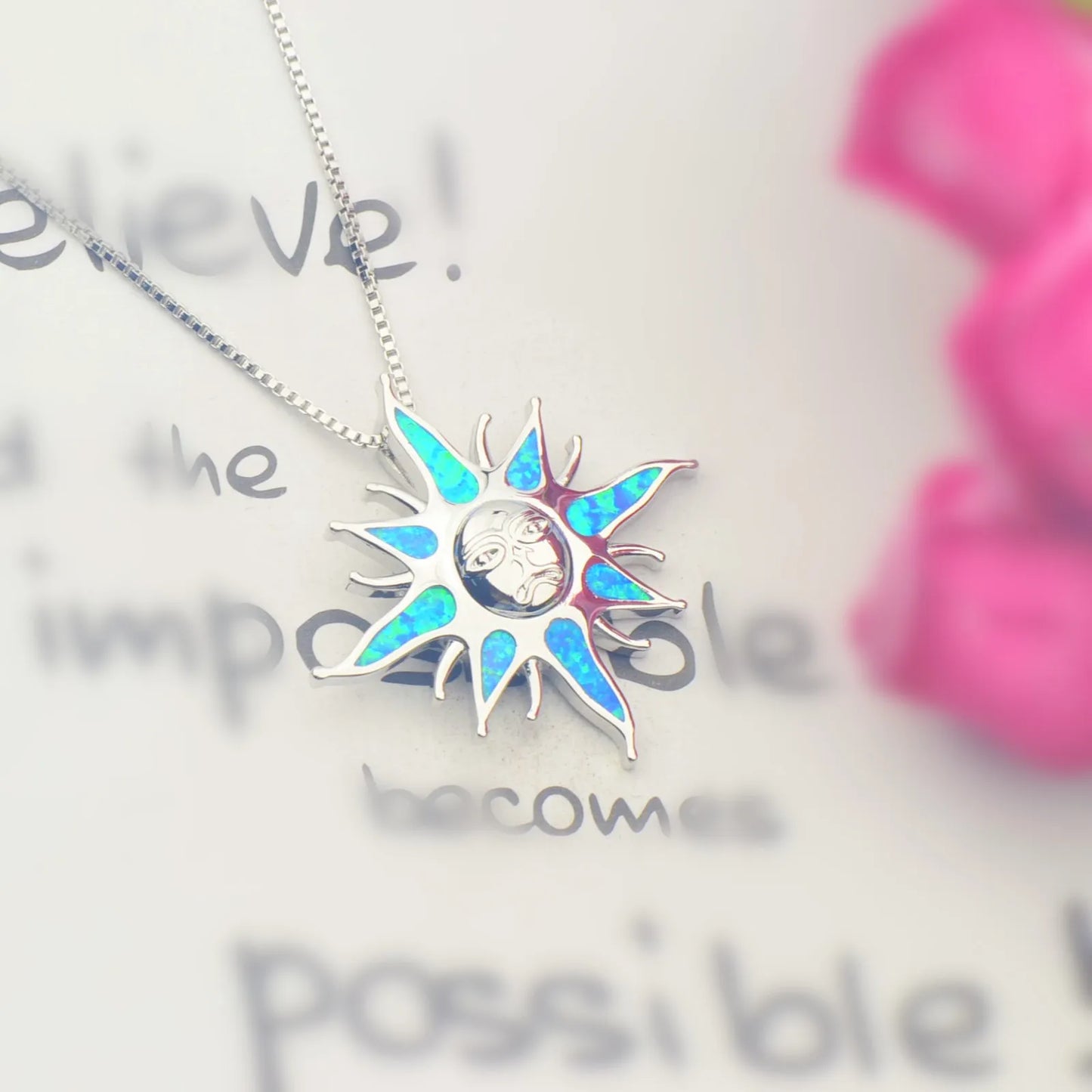 TikTok Must-Have Copper Silver Plated Blue Opal Pendant | Minimalist Starfish Link Chain Women's Necklace Gift Occasions