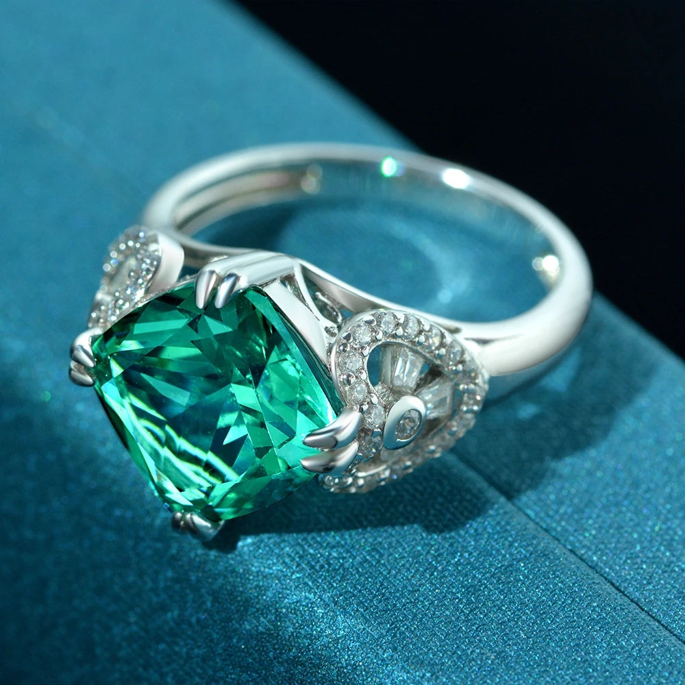 MuShan Jewelry Factory 5ct Square 10*10 High Carbon Diamond Ring With Exquisite European and American Style 925 Silver Ring