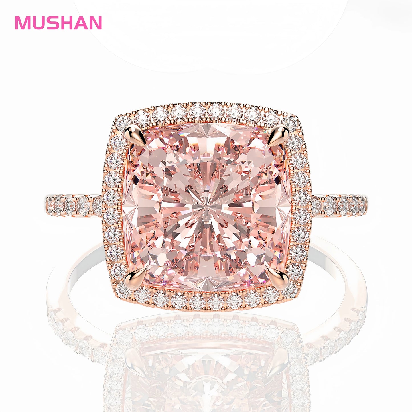 MUSHAN Jewelry Factory High Carbon Diamond 5CT Morgan Pink Fine Jewelry Wedding Bands Rings Luxury Designer S925 925 Silver Ring