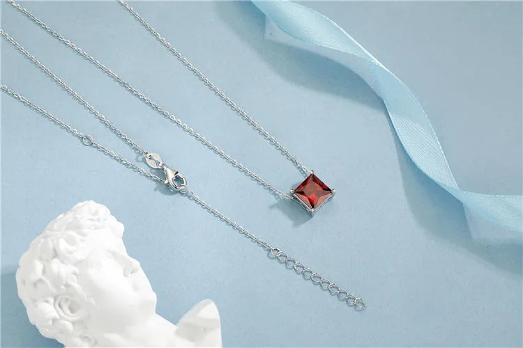 S&S 925 Silver CZ Birthstone Charm Pendant Necklace | Claw-Set Zirconia | 12 Styles