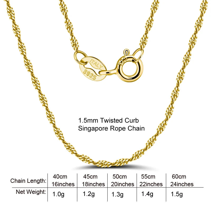 BSC-20 RINNTIN Wholesale 925 Sterling Silver Chains Gold Vermeil Jewelry
