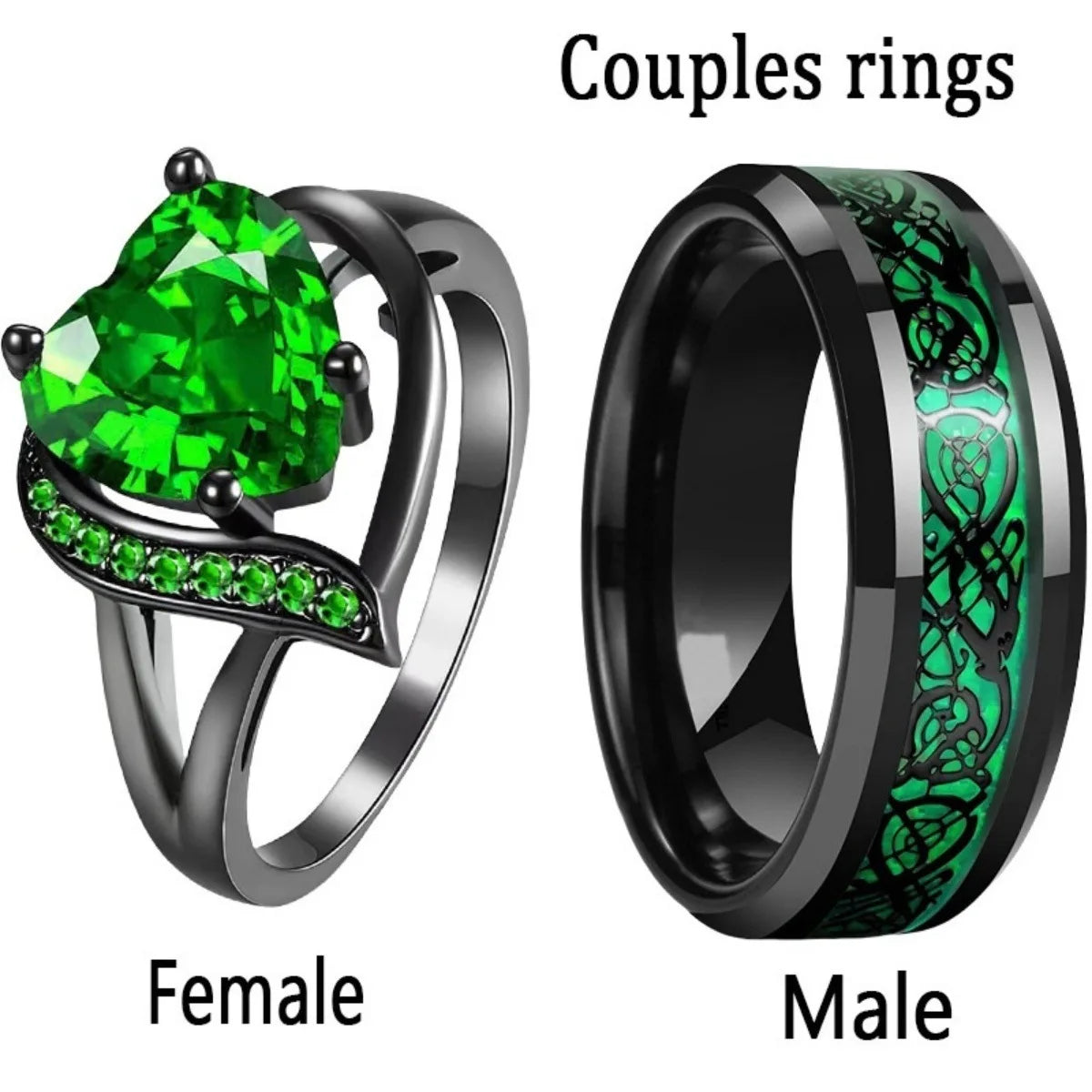 Fashion Trendy Luminous Glow in Dark Tungsten Zircon Engagement Wedding Black Fluorescent Dragon Ring for Women