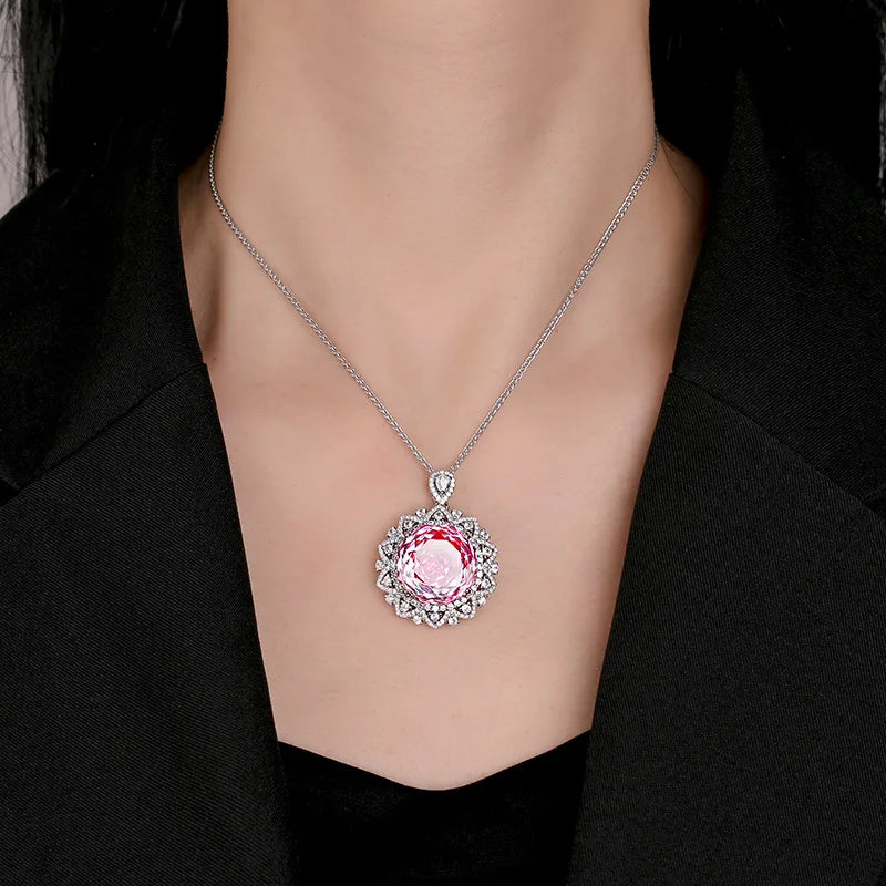 S&S Snowflake Crystal Zircon Charm Necklace — Green, Blue & Pink | S&S Collection