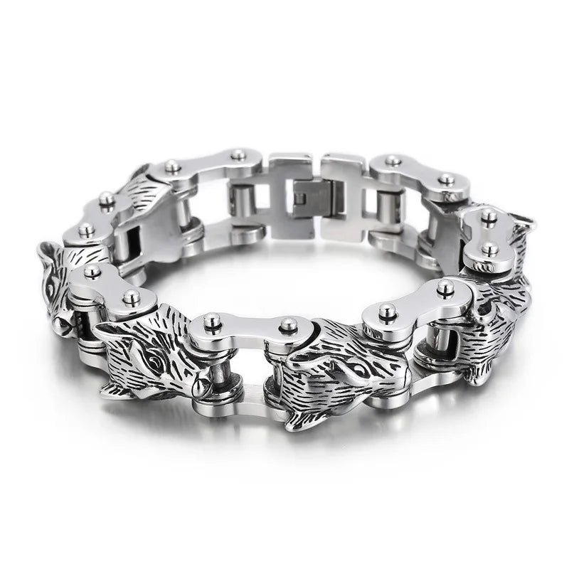 REBEL Hip Hop Biker Motorcycle Zodiac Chain Lion Animal Bracelets Stainless Steel 316L Unisex Anniversary