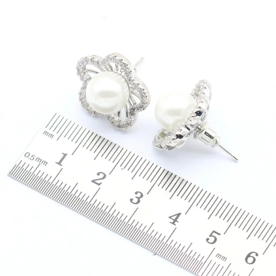 XOTICA 2023 New White Pearl Bridal Jewelry Set for Women Includes Earrings Necklace Pendant Ring for Wedding Party Christmas Gift Idea